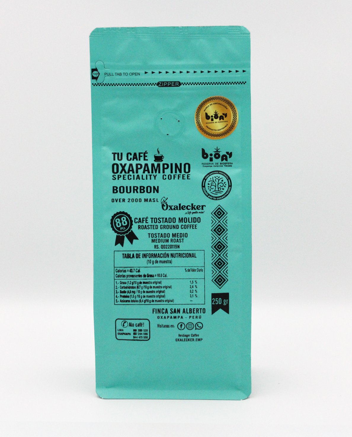 FRONTAL (22) Tu Café Oxapampino - Oxalecker - Bourbon 250 g. - Imagen 1